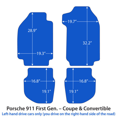 Dywaniki welurowe linia Exclusive do Porsche 911 - I Gen 1963-1990 - Czarne
