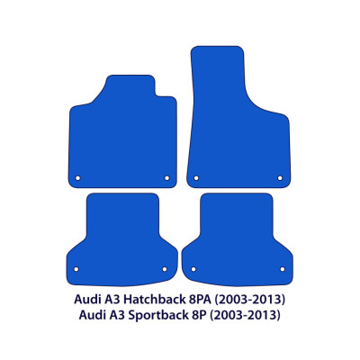 Dywaniki welurowe linia Exclusive do Audi A3 & S3 2003-2015 - 8P & 8PA - Czarne Exclusive