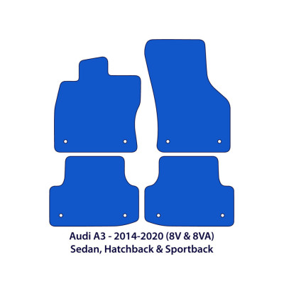 Dywaniki welurowe linia Exclusive do Audi A3 & S3 2012-2020 - e-tron, 8V, 8VA - Czarne Exclusive