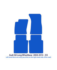Dywaniki welurowe linia Exclusive do Audi A8/S8 Długi rozstaw osi 2002-2009 - D3 - Czarne Exclusive