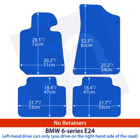 Dywaniki welurowe linia Exclusive do BMW Serii 6 - 1976-1989 - E24 - bez mocowań - Czarne Exclusive