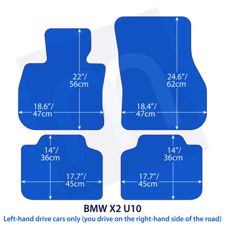 Dywaniki welurowe linia Exclusive do BMW X2 - 2024-2026 - U10 - Czarne Exclusive