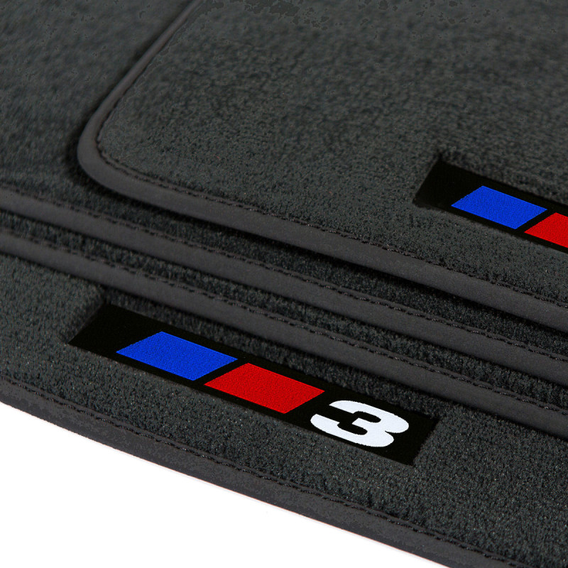 Dywaniki welurowe do BMW Serii 3 - 1975-1984 - E21 - Czarne 3 Logo