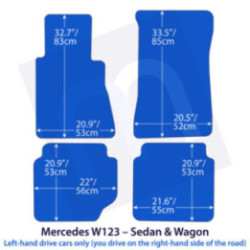 Dywaniki welurowe do Mercedes W123 1976-1985 - Sedan & Kombi - Czarne