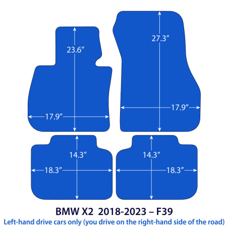 Dywaniki welurowe linia Exclusive do BMW X2 - 2017-2023 - F39 - Czarne