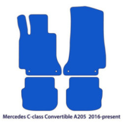 Dywaniki welurowe do Mercedes C-Class 2016-2024 - Kabriolet A205 - Czarne