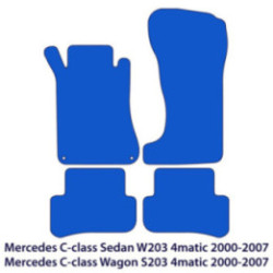 Dywaniki welurowe do Mercedes C-Class 2000-2007 - 4matic W203 & S203 - Czarne