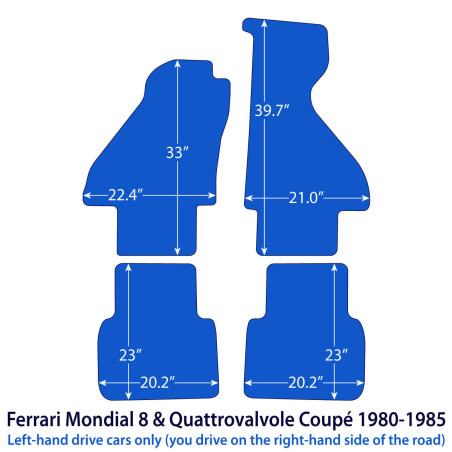 Dywaniki welurowe linia Exclusive do Ferrari Mondial 8 & Quattrovalvole Coupé 1980-1985 - Czarne