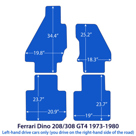 Dywaniki welurowe linia Exclusive do Ferrari Dino 208/308 GT4 1973-1980 - Czarne