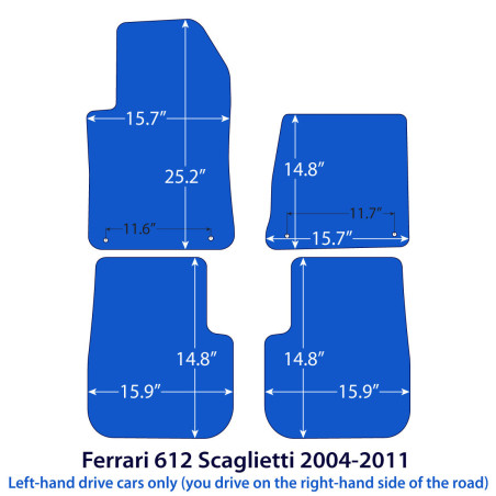Dywaniki welurowe linia Exclusive do Ferrari 612 Scaglietti 2004-2011 - Coupé - Czarne