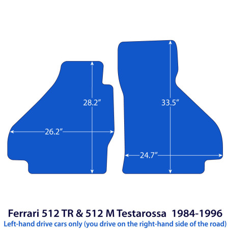Dywaniki welurowe linia Exclusive do Ferrari 512 TR & 512 M Testarossa 1992-1996 - Czarne