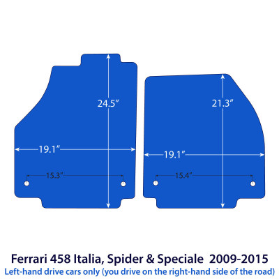 Dywaniki welurowe linia Exclusive do Ferrari 458 Italia, Spider & Speciale 2009-2015 - Czarne