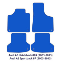 Dywaniki welurowe do Audi A3 & S3 2003-2015 - 8P & 8PA - Srebrne przeszycia