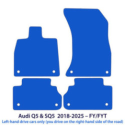 Dywaniki welurowe do Audi Q5 & SQ5 2017-2025 - FY/FYT - Srebrne przeszycia