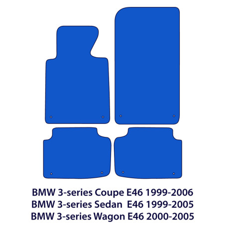 Dywaniki welurowe linia Exclusive do BMW Serii 3 Coupe, Sedan & Wagon - E46 - M Przeszycia