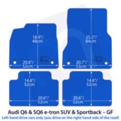 Dywaniki welurowe do Audi Q6 & SQ6 e-tron SUV & Sportback - GF - Srebrne przeszycia