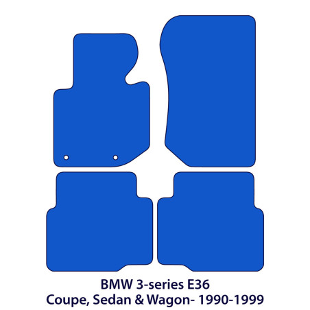 Dywaniki welurowe linia Exclusive do BMW Serii 3 - 1990-2000 - Coupe, Sedan, Wagon & Compact E36 - Czarne