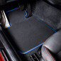Dywaniki welurowe linia Exclusive do BMW i3 - 2013-2022 - Niebieskie Obszycie