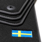 Dywaniki welurowe linia Exclusive do Volvo XC40 elektryczne 2023-2026 - Klipsy tylko w dywaniku kierowcy - Logo flagi Szwecji