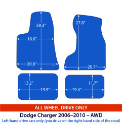 Dywaniki welurowe linia Exclusive do Dodge Charger - 2006-2010 - AWD - Czarne