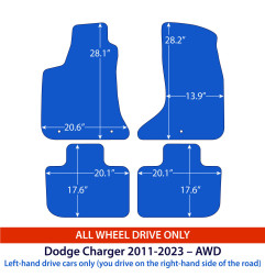 Dywaniki welurowe linia Exclusive do Dodge Charger Sedan - 2011-2023 - AWD - Czarne