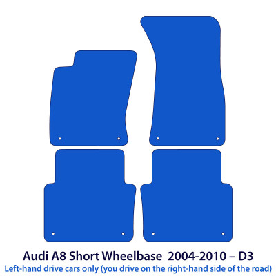 Dywaniki welurowe linia Premium do Audi A8/S8 - Krótki rozstaw osi - 2002-2009 - D3 - Czarne