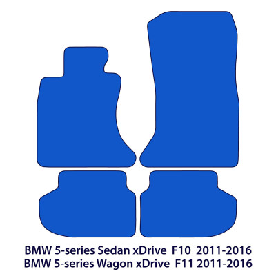 Dywaniki welurowe linia Premium do BMW Serii 5 xDrive 2010-2017 - F10, F11 - Czarne