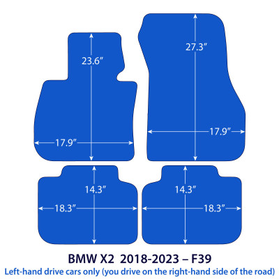 Dywaniki welurowe linia Premium do BMW X2 - 2017-2023 - F39 - Czarne