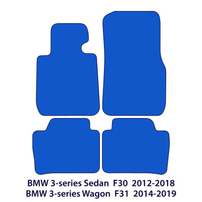 Dywaniki welurowe linia Premium do BMW Serii 3 - Sedan 2011-2018 & Wagon 2012-2019 - F30, F31, F80 - Czarne