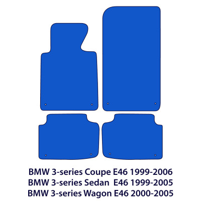 Dywaniki welurowe linia Premium do BMW Serii 3 Coupe, Sedan & Wagon - E46 - Czarne
