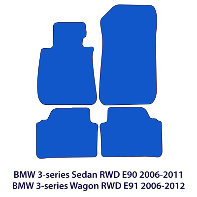 Dywaniki welurowe linia Premium do BMW Serii 3 Sedan 2004-2012 & Wagon 2004-2012 xDrive E90, E91 - Czarne