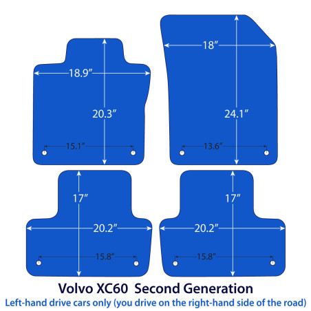 Dywaniki welurowe linia Exclusive do Volvo XC60 - 2017-2026 - 2 Gen - Czarne