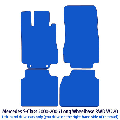 Dywaniki welurowe linia Premium do Mercedes S-Class Długi rozstaw osi RWD - 1998-2005 - W220 - Czarne