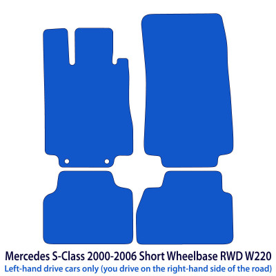 Dywaniki welurowe linia Premium do Mercedes S-Class Krótki rozstaw osi RWD - 1998-2005 - W220 - Czarne
