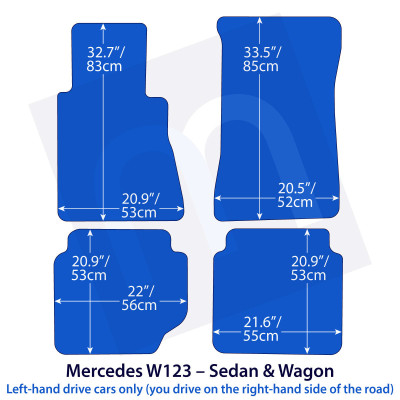 Dywaniki welurowe linia Premium do Mercedes W123 - 1975-1986 - Sedan & Kombi - Czarne