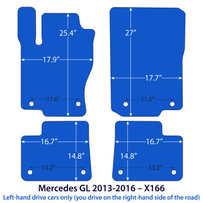 Dywaniki welurowe linia Premium do Mercedes GL 2012-2015 - X166 - Czarne
