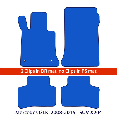 Dywaniki welurowe linia Premium do Mercedes GLK 2008-2015 - SUV X204 - Klipsy tylko w dywaniku kierowcy 2008-2015 - Czar