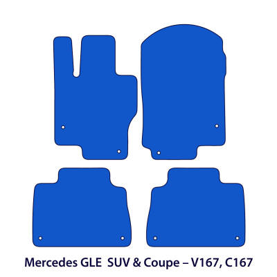 Dywaniki welurowe linia Premium do Mercedes GLE 2018-2026 - SUV & Coupe V167 / C167 - Czarne