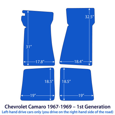 Dywaniki welurowe linia Premium do Chevrolet Camaro - 1966-1969 - I gen - Czarne