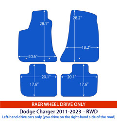Dywaniki welurowe linia Premium do Dodge Charger Sedan - 2011-2023 - RWD - Czarne