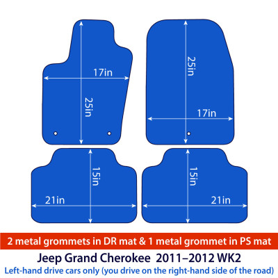 Dywaniki welurowe linia Premium do Jeep Grand Cherokee 2011-2012 - WK2 - Czarne