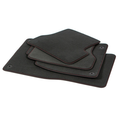 Dywaniki welurowe linia Premium do Jeep Grand Cherokee 2011-2021 - WK2 - Czerwone przeszycia