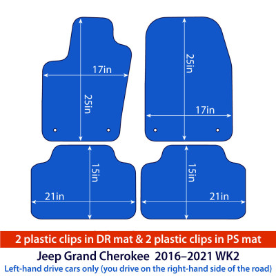 Dywaniki welurowe linia Premium do Jeep Grand Cherokee 2011-2021 - WK2 - Czarne