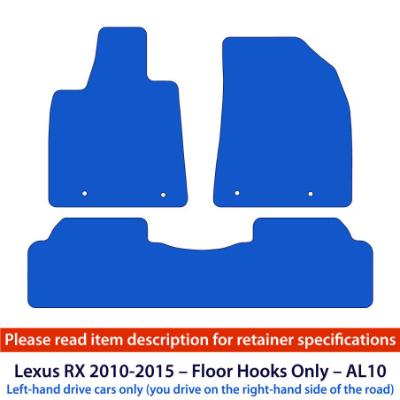 Dywaniki welurowe linia Premium do Lexus RX 2009-2015 - do haków w podłodze - AL10 - Czarne