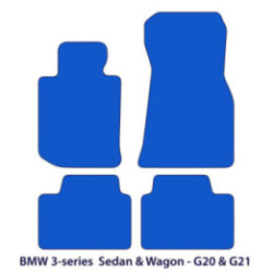 Dywaniki welurowe do BMW Serii 3 - Sedan & Wagon 2019-2026 - G20, G21, G80 - M Przeszycia