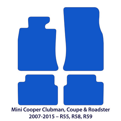 Dywaniki welurowe linia Premium do Mini Cooper Clubman, Coupe & Roadster 2007-2015 - R55, R58, R59 - Logo GB