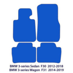 Dywaniki welurowe do BMW Serii 3 - Sedan 2011-2018 & Wagon 2012-2019 - F30, F31, F80 - 3 Logo