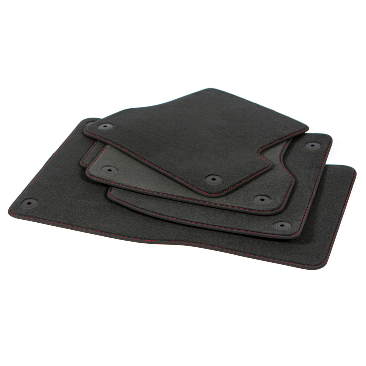 Dywaniki welurowe do Audi A4 & S4 – 2000-2008 – Sedan, Wagon B6 & B7 – Czerwone Przeszycia