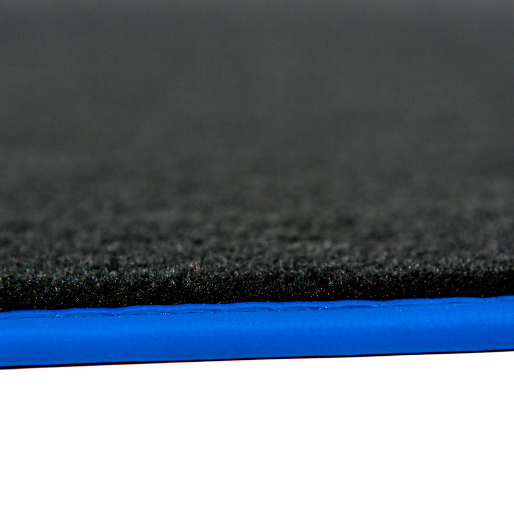 Dywaniki welurowe do BMW i3 – 2013-2022 – Niebieskie Obszycie